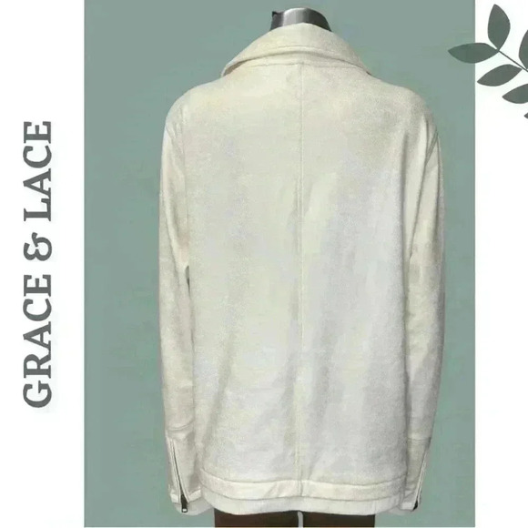 Grace @ Lace Move Free Leather Like Cream Knit Motorcycle Jacket Size XXL - Picture 5 of 12